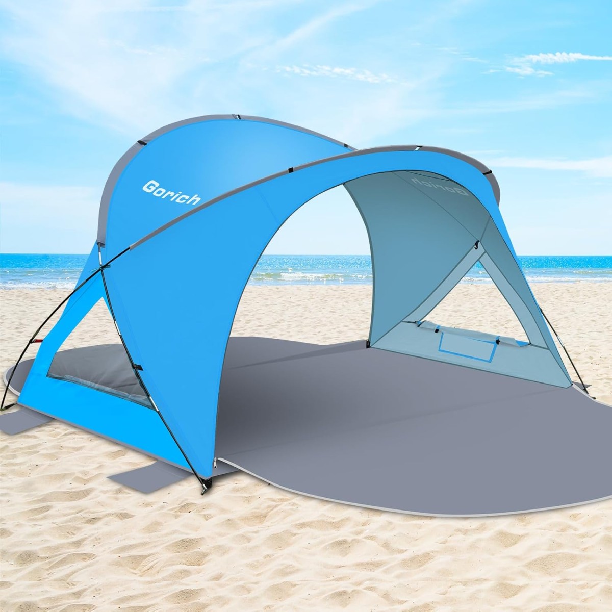Gorich Square-Top Beach Tent with Dual Doors